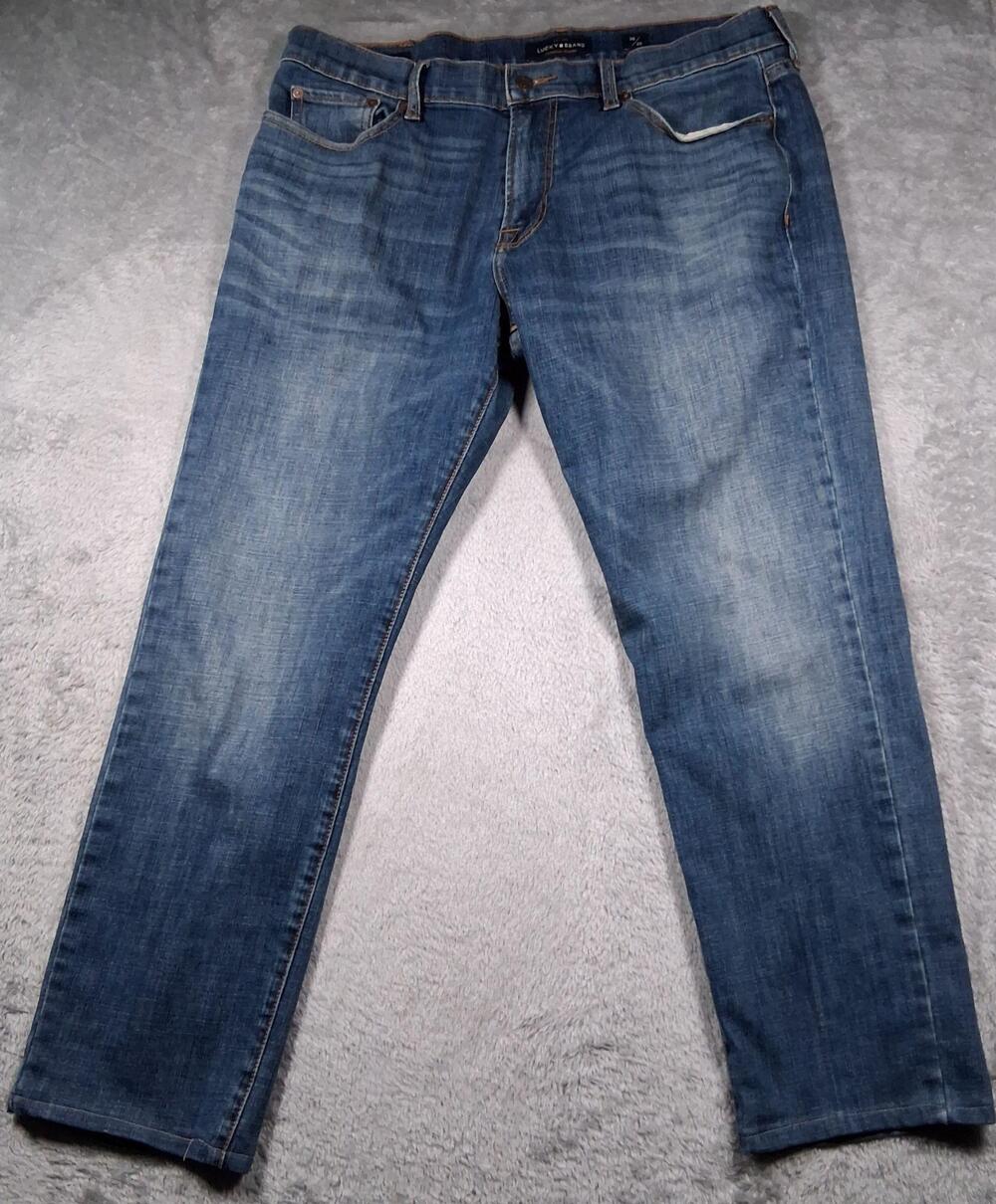 Lucky Brand 221 Straight Jeans Mens 36x30 Blue Medium Wash Stretch Denim Pants